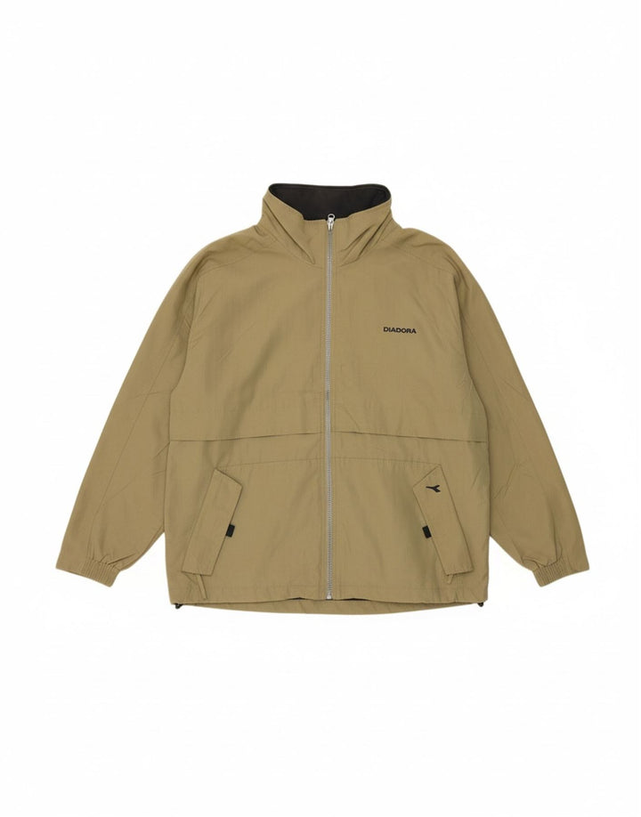 DIADORA Mens Hooded Rain Jacket UK 36 Small Khaki Polyamide Vintage Diadora and Second-Hand Diadora from Messina Hembry 