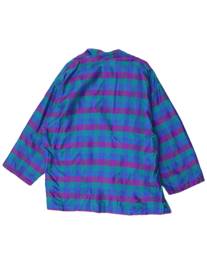 Vintage γυναικείο ανοιχτό σακάκι UK 14 Medium Blue Check