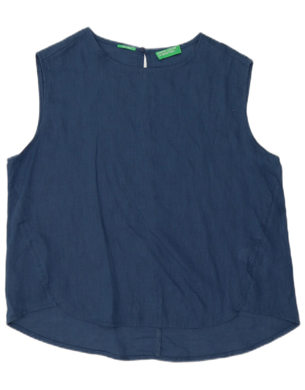 Γυναικεία αμάνικη υπερμεγέθη μπλούζα Benetton Top 10 Small Navy Blue λινό