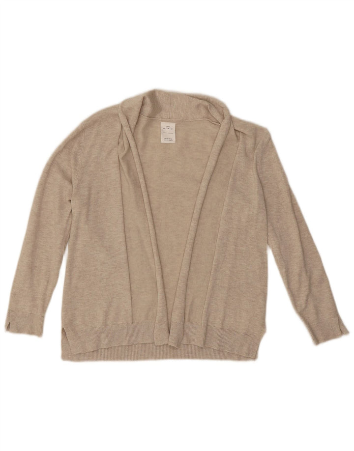 Zara Γυναικεία ανοιχτή ζακέτα UK 8 Small Beige Viscose