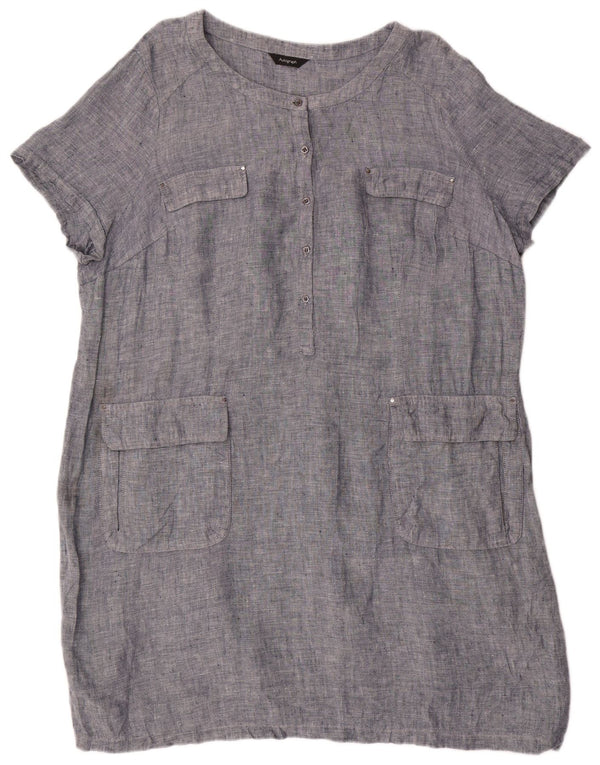 Marks & Spencer Γυναικείο Φόρεμα Autograph Shift UK 22 3XL Μπλε Λινό