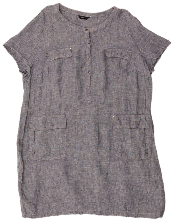 Marks & Spencer Γυναικείο Φόρεμα Autograph Shift UK 22 3XL Μπλε Λινό