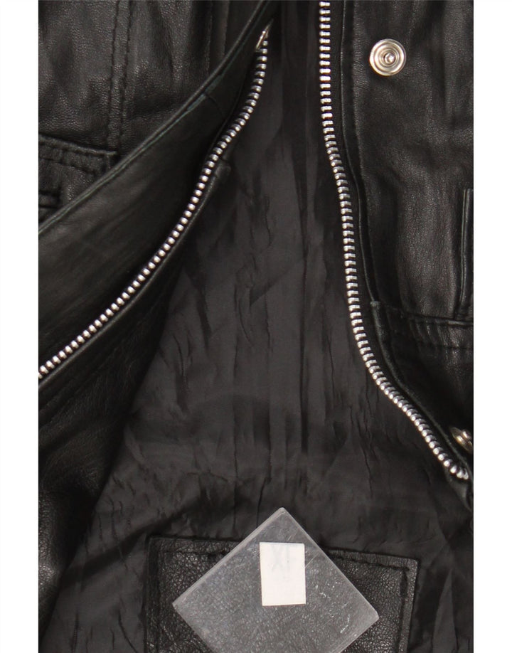 Vintage Ανδρικό Δερμάτινο Gilet UK 42 XL Μαύρο Δέρμα