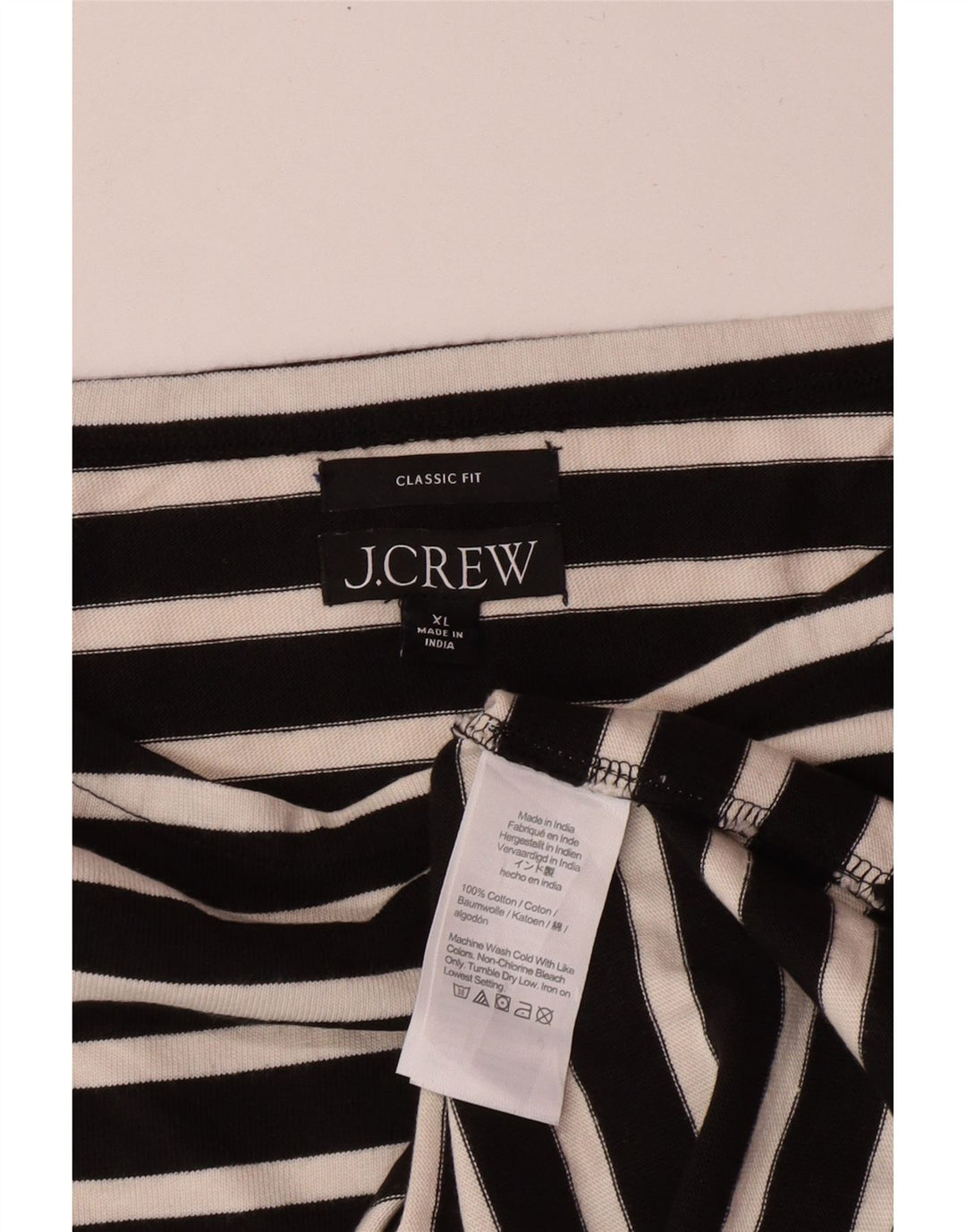 J. CREW Γυναικείο Κλασικό Μπλουζάκι 3/4 Μανίκι UK 18 XL Μαύρο ριγέ βαμβακερό
