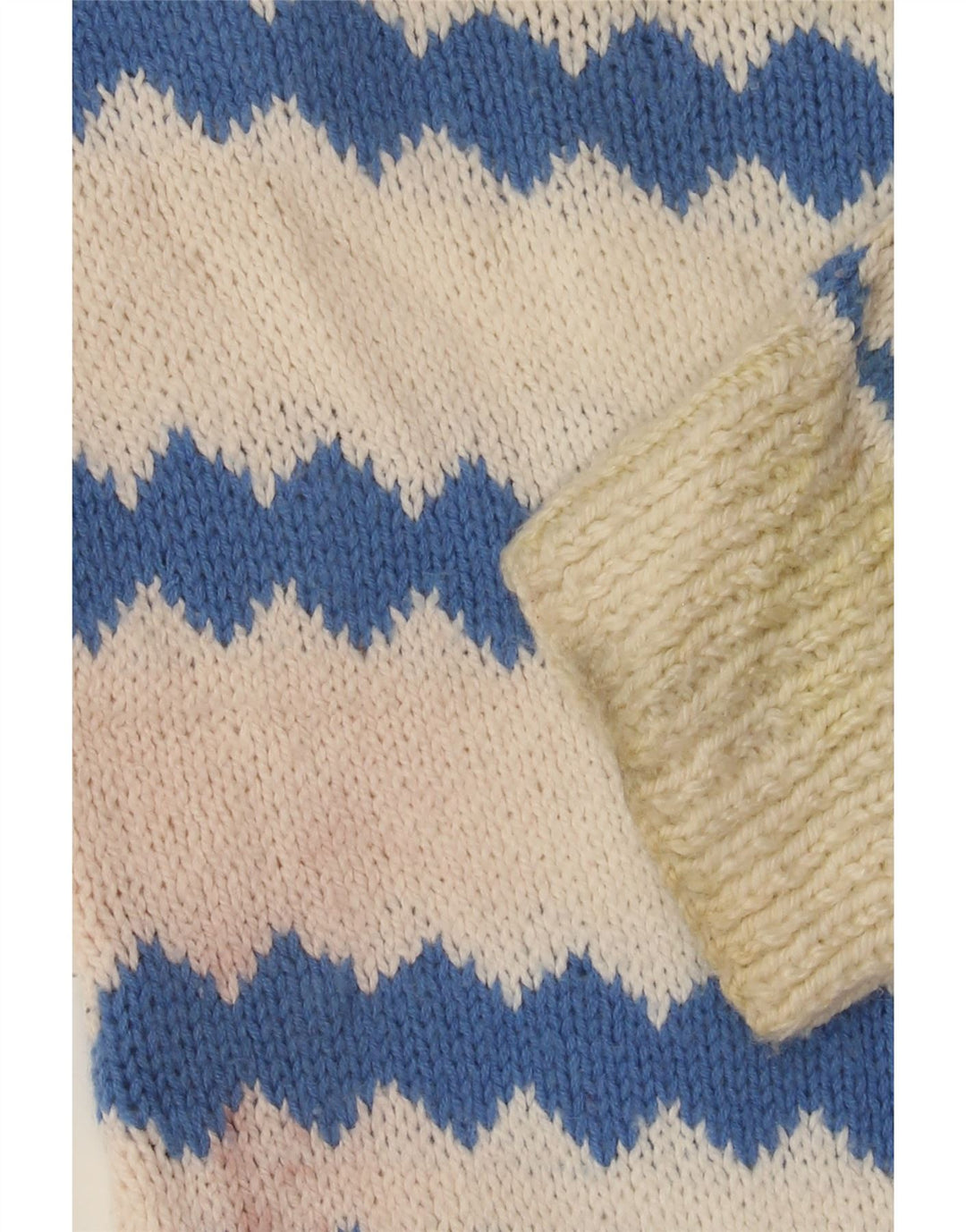 Ανδρικό πουλόβερ με λαιμόκοψη VINTAGE Medium Off White Fair Isle
