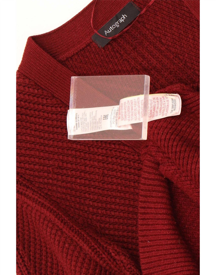 Marks & Spencer Γυναικείο πουλόβερ ζακέτα Autograph UK 12 μεσαίο κόκκινο βισκόζη