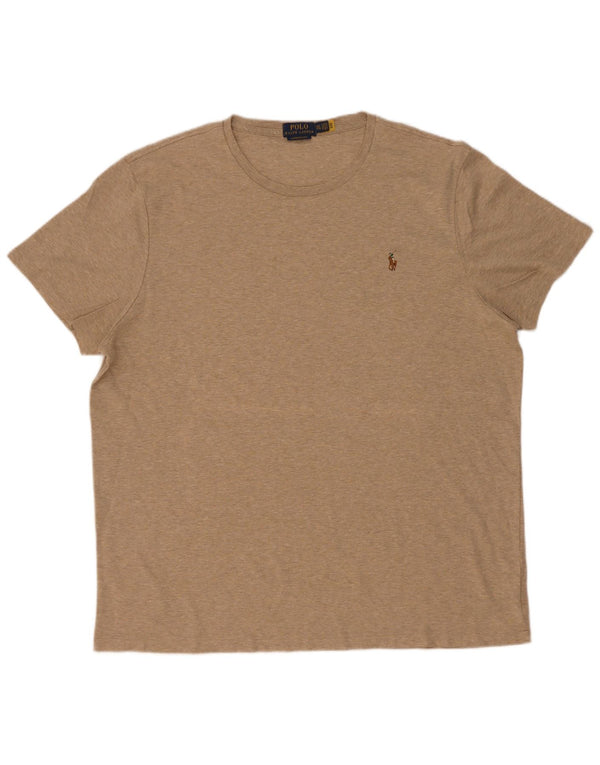 Ανδρικό μπλουζάκι Polo Ralph Lauren, προσαρμοσμένο σε λεπτή εφαρμογή, μπλουζάκι 2XL από βαμβακερό μπεζ
