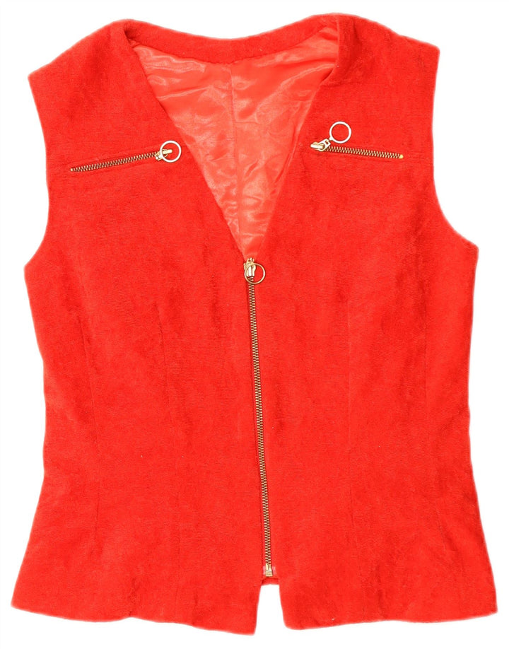 VINTAGE Γυναικείο Γιλέκο UK 14 Medium Red