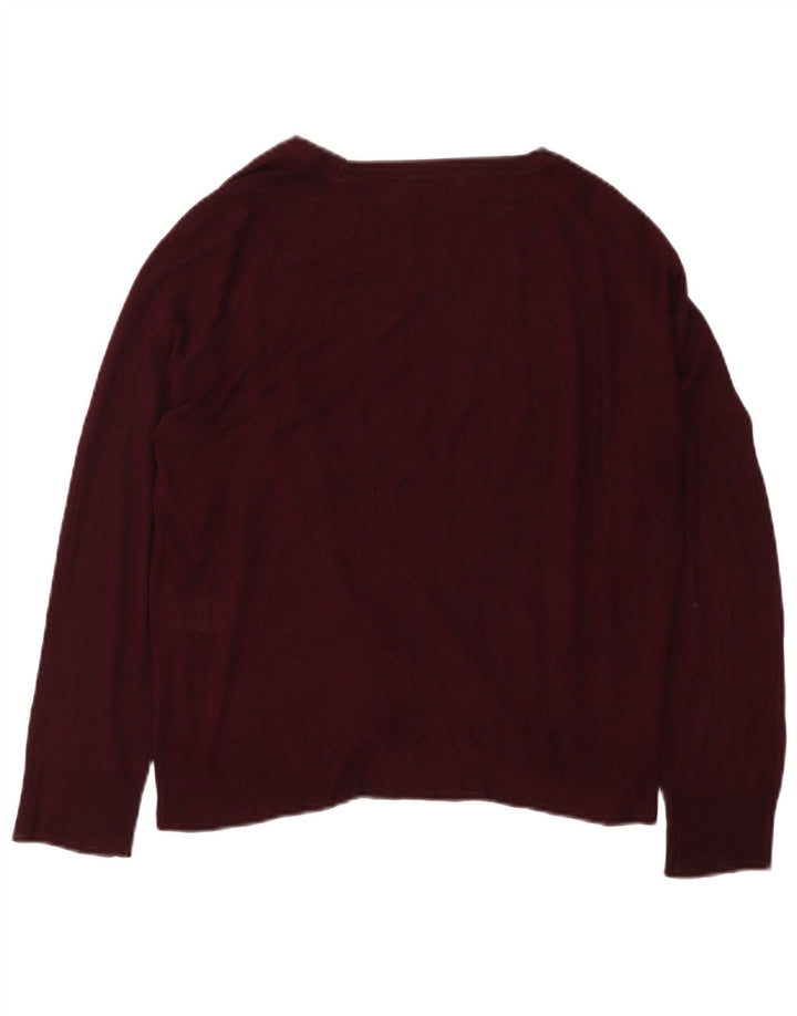 Zara Γυναικείο πουλόβερ με λαιμόκαυστο UK 14 Medium Maroon Viscose