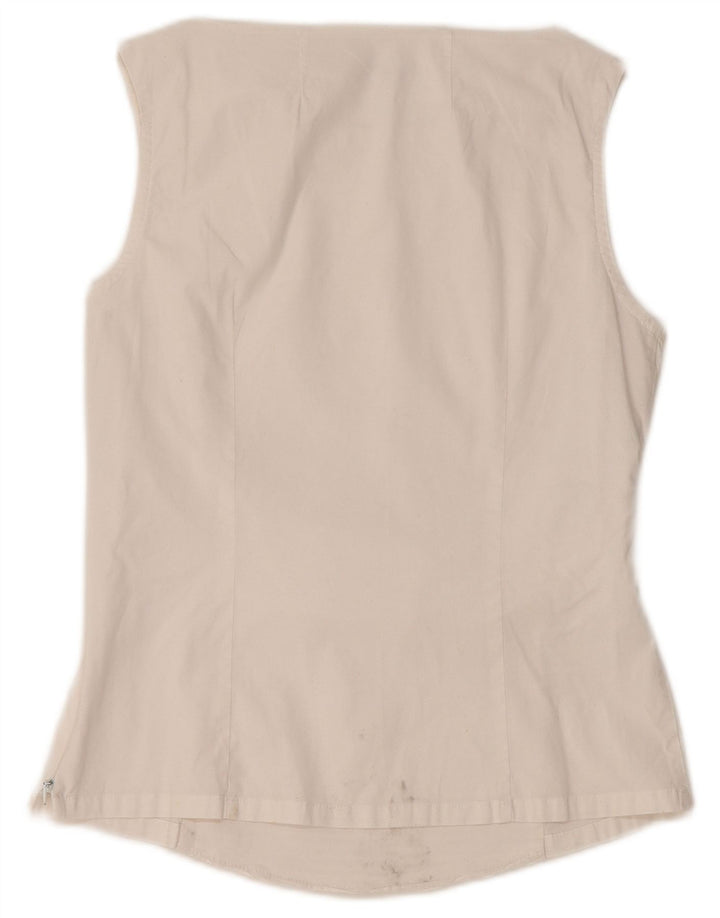 NARACAMICIE Γυναικεία μπλούζα αμάνικη μπλούζα UK 8 Small White Ripe Βαμβακερή