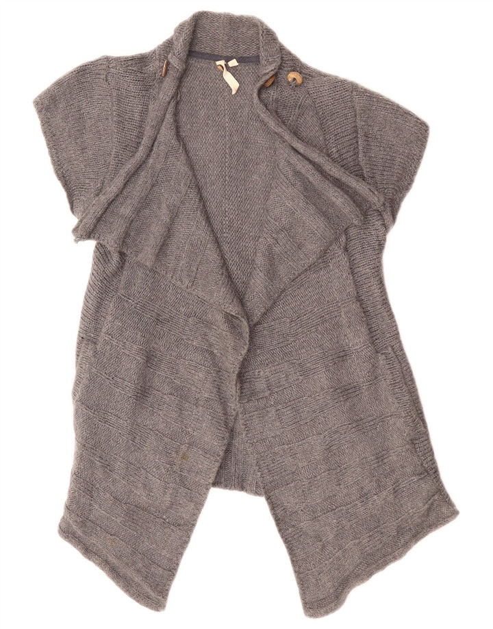 White Stuff Γυναικείο κοντομάνικο ανοιχτό πουλόβερ ζακέτα UK 10 Small Grey Wool