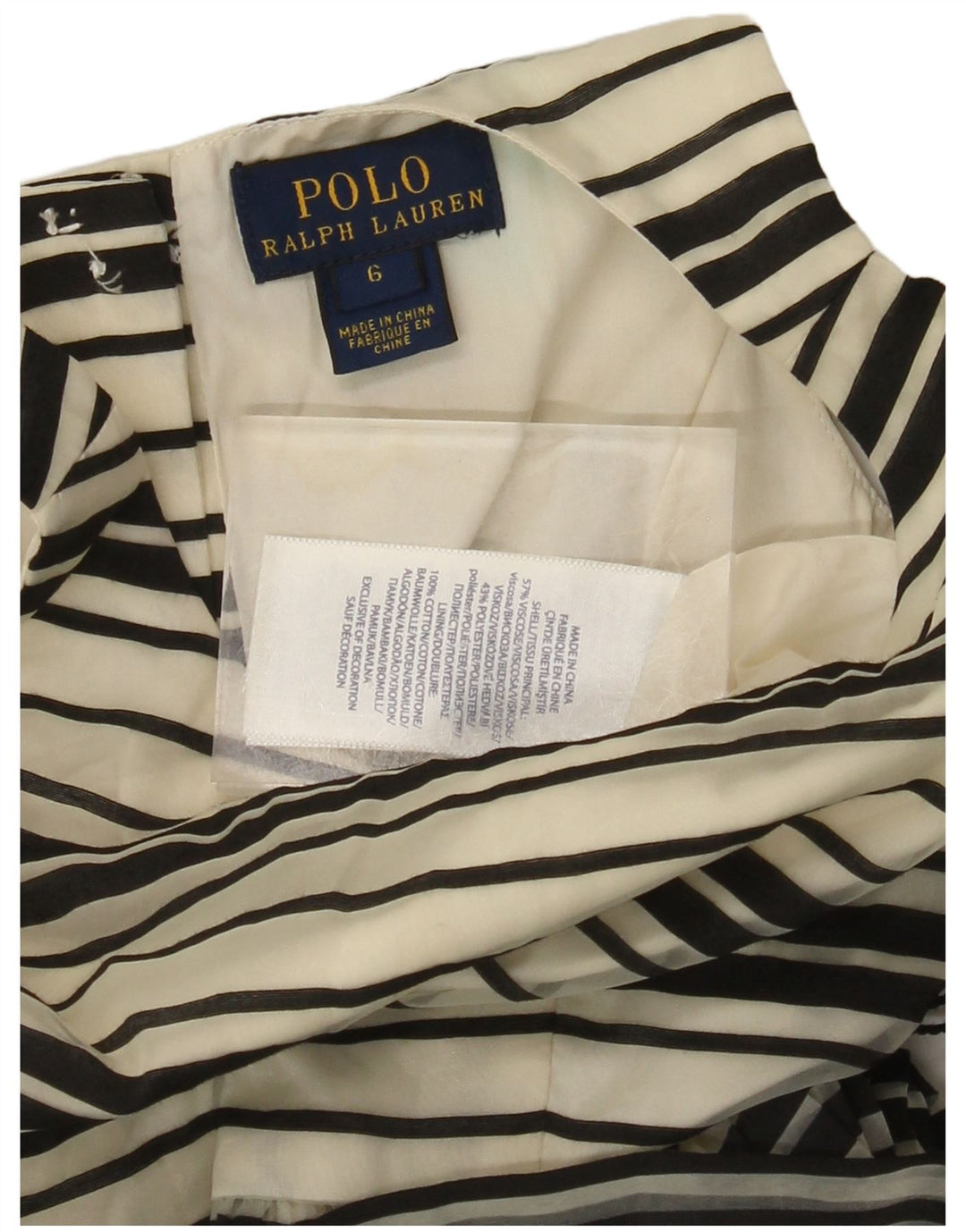 POLO RALPH LAUREN Κοριτσίστικο αμάνικο φόρεμα A-line 5-6 ετών Μαύρο ριγέ