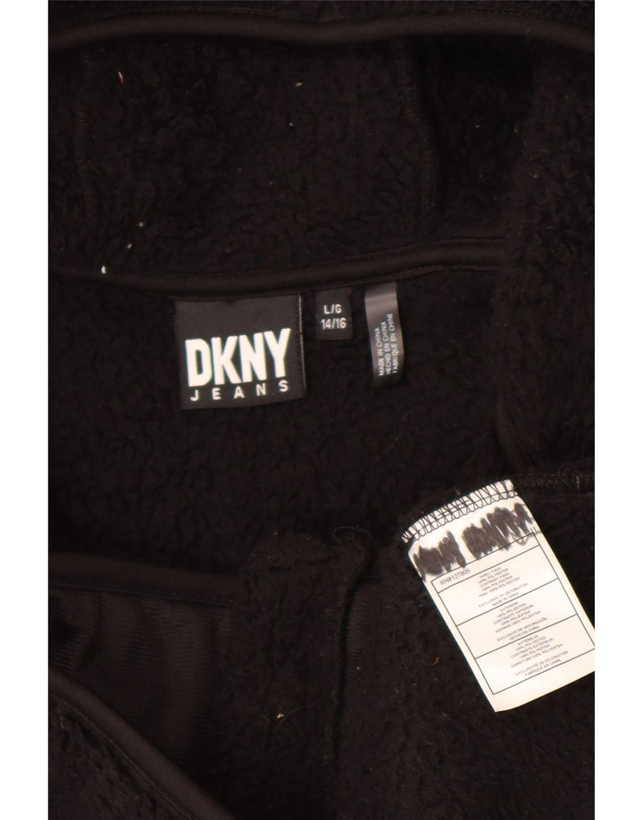 Dkny Girls Fleece Jacket 14-15 Years Large Black Polyester