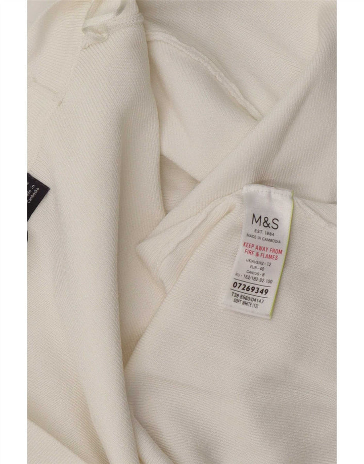 Marks & Spencer Γυναικείο ανοιχτό πουλόβερ ζακέτα UK 12 μεσαία λευκή βισκόζη