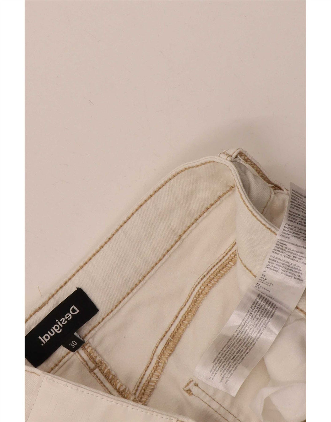 Γυναικείο Cropped Jeans Desigual W30 L25 Λευκό βαμβακερό