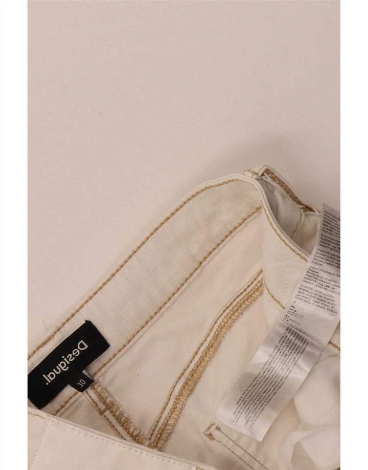 Γυναικείο Cropped Jeans Desigual W30 L25 Λευκό βαμβακερό
