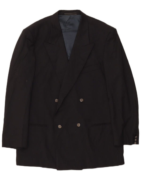 Vintage Mens Double Breasted Blazer Jacket IT 54 2XL Black Wool