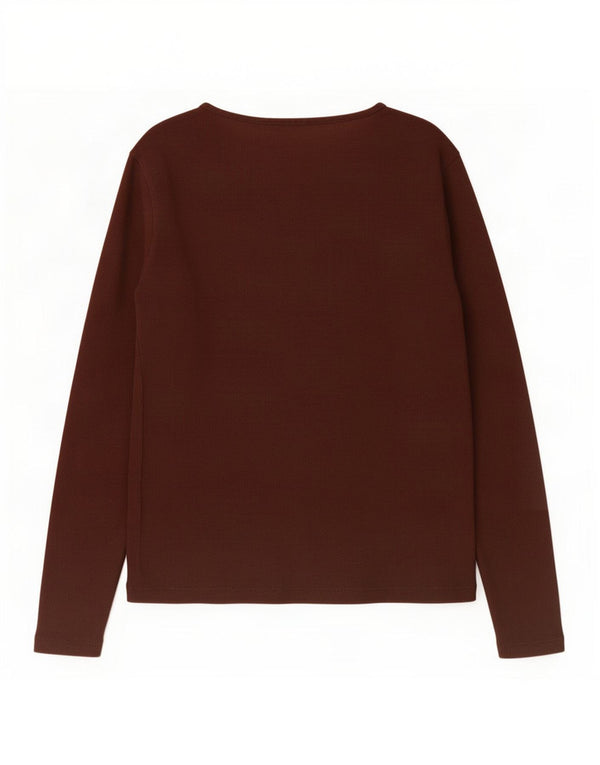Zara Womens Top Long Sleeve UK 14 Large Brown Cotton