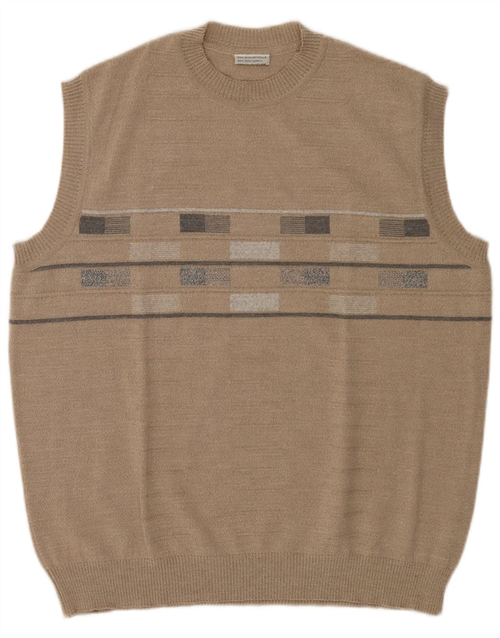 Vintage ανδρικό γιλέκο Tank Top IT 52 μεγάλο γκρι ριγέ παρθένο μαλλί