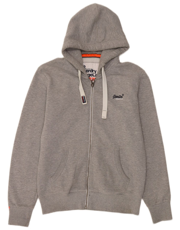 Ανδρικό πουλόβερ με κουκούλα με φερμουάρ Superdry, βαμβακερό γκρι μεγάλο