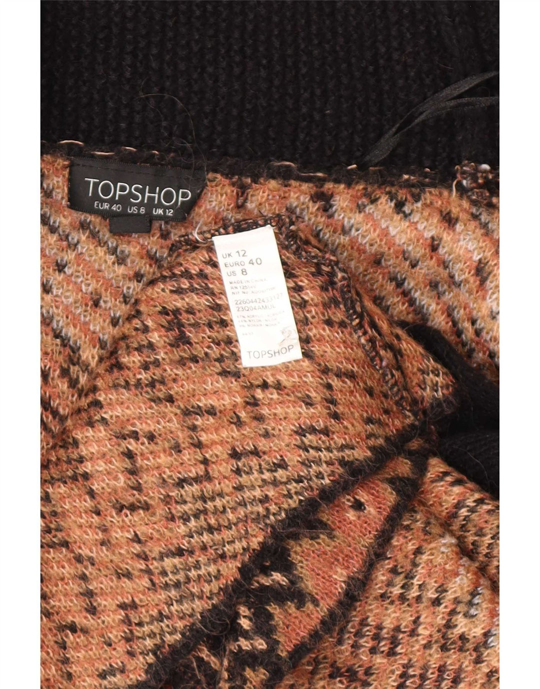 Topshop Γυναικείο Oversized Ανοιχτό Ζακέτα UK 12 Μεσαίο Καφέ Γεωμετρικό
