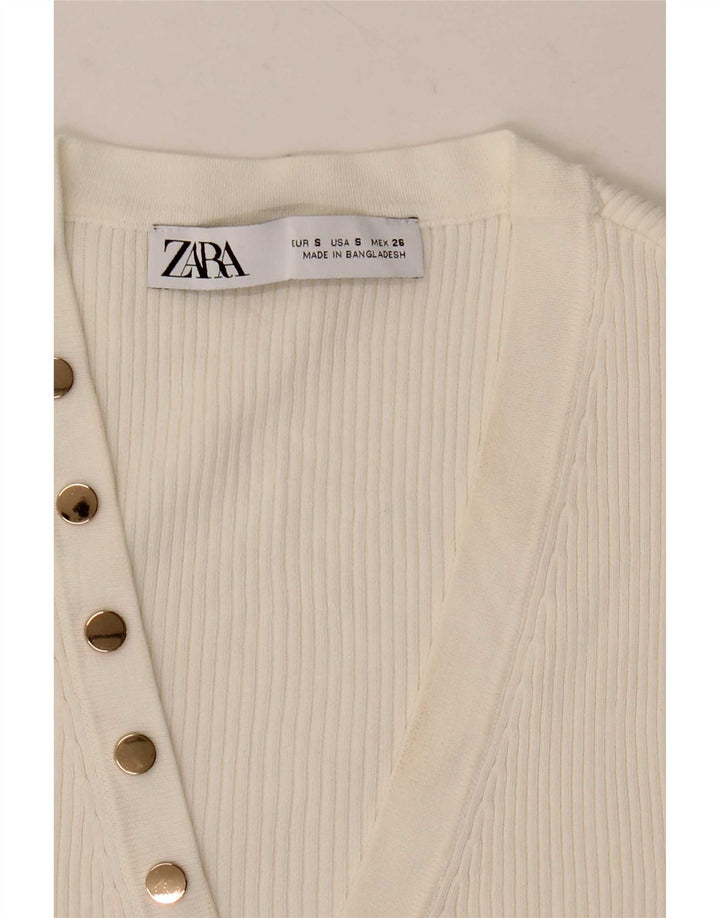 Zara Γυναικείο Αμάνικο Crop Top UK 10 Small White