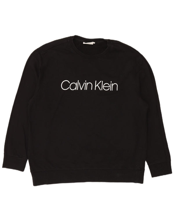 Γραφικό ανδρικό φούτερ Calvin Klein Jumper 4XL Μαύρο βαμβακερό