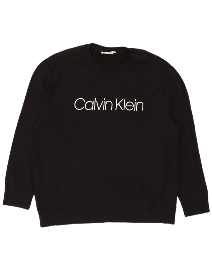 Γραφικό ανδρικό φούτερ Calvin Klein Jumper 4XL Μαύρο βαμβακερό