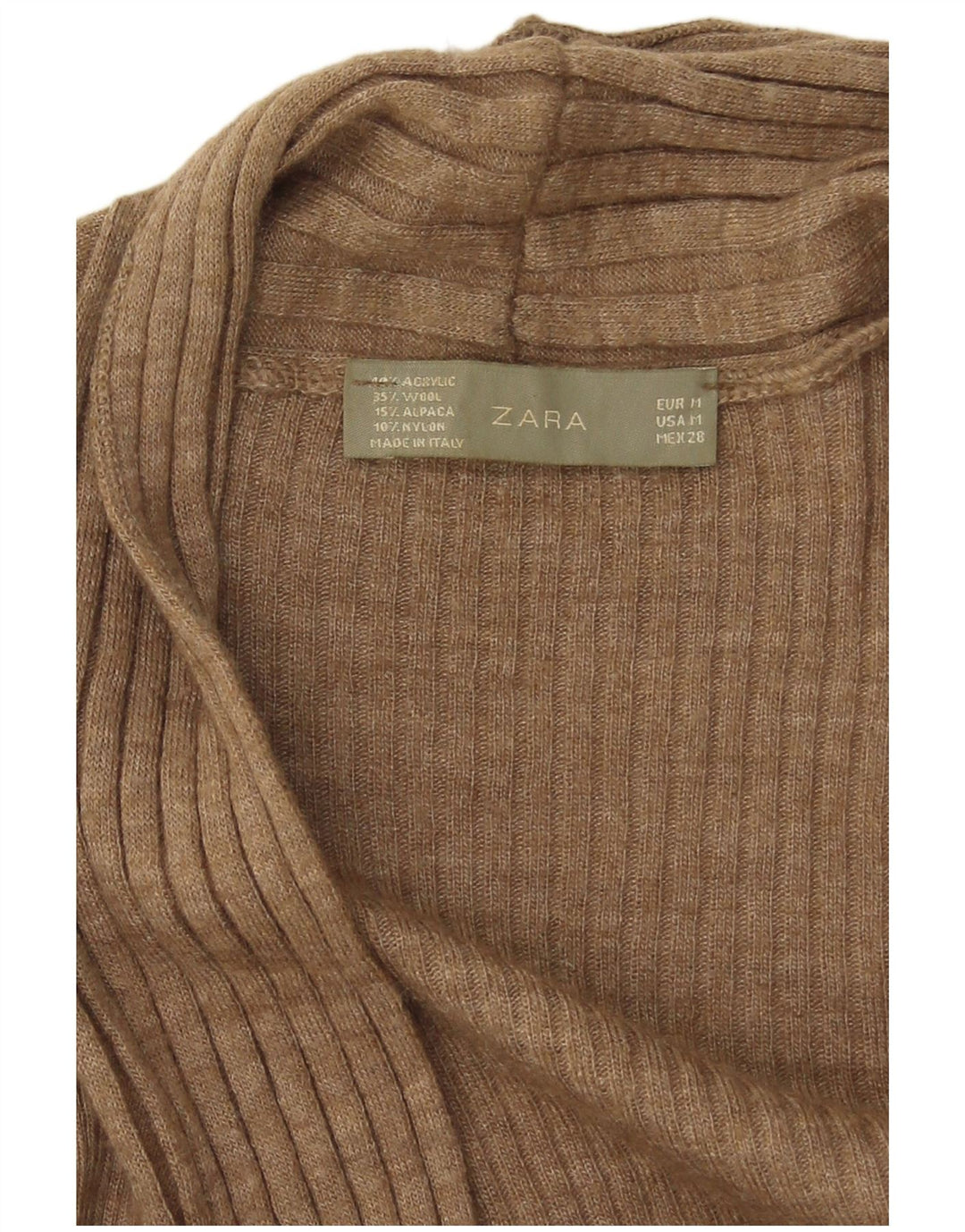 Zara Γυναικείο Ασύμμετρο Ανοιχτό Ζακέτα UK 12 Medium Beige