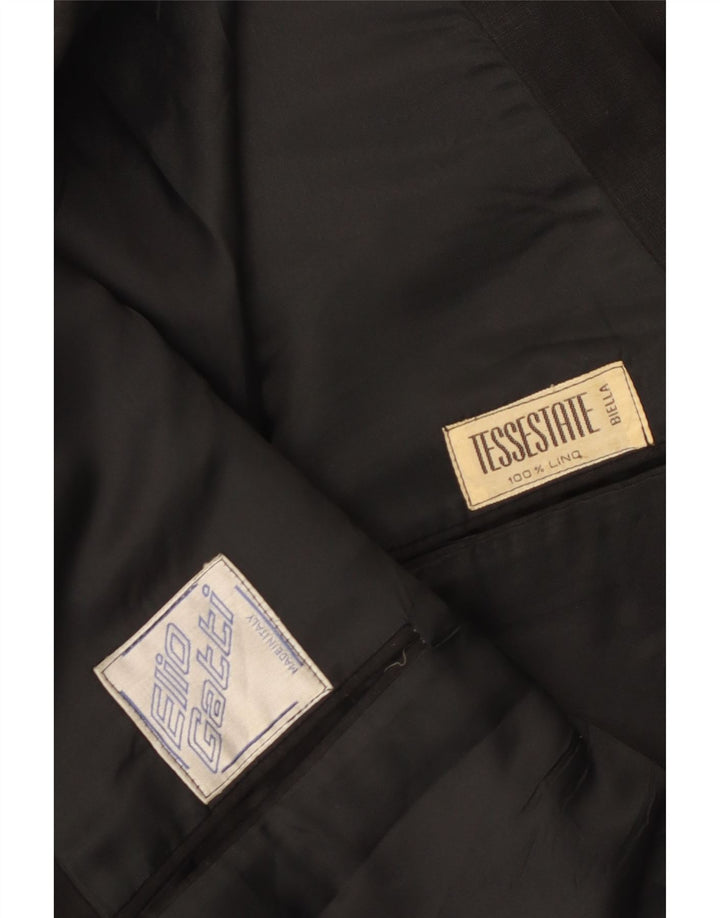 Vintage Ανδρικό σακάκι Blazer με διπλό στήθος UK 38 Medium Μαύρο Λινό
