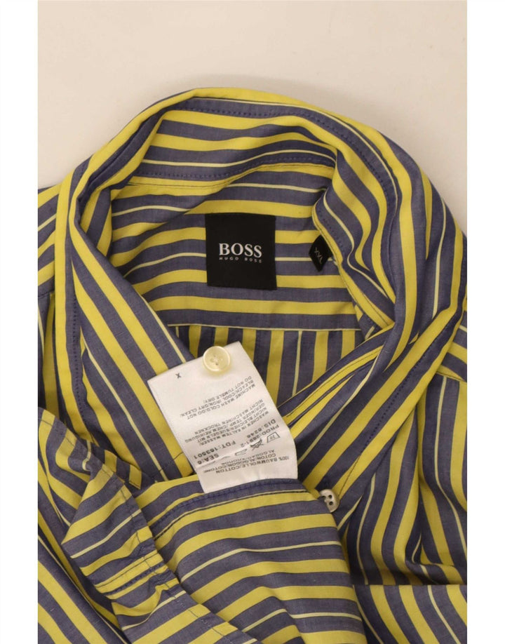 Ανδρικό πουκάμισο Hugo Boss 2XL κίτρινο βαμβακερό ριγέ