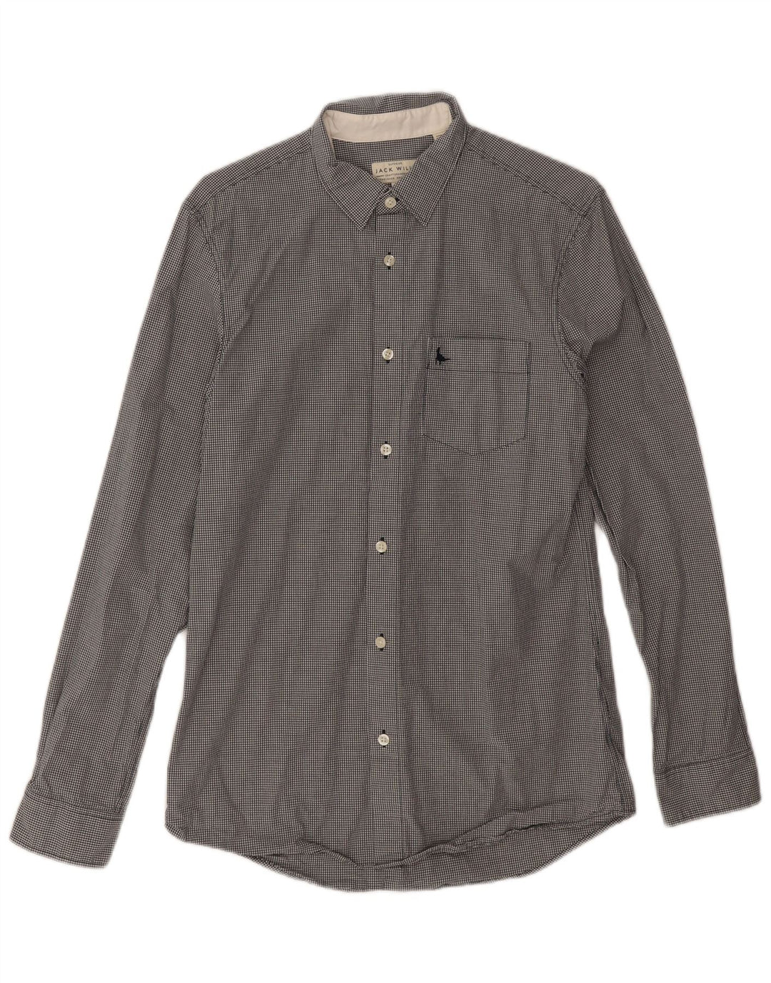 Jack Wills Ανδρικό πουκάμισο Classic Fit Μικρό μαύρο βαμβακερό Gingham