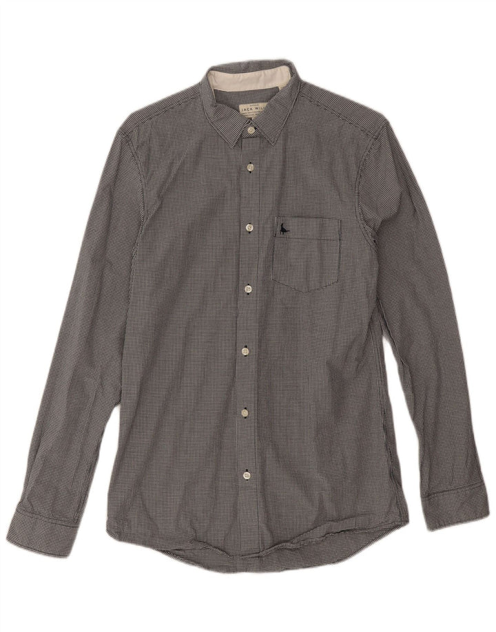 Jack Wills Ανδρικό πουκάμισο Classic Fit Μικρό μαύρο βαμβακερό Gingham