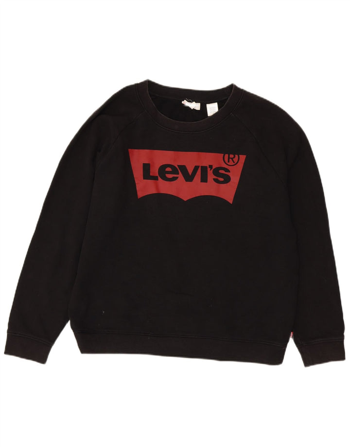 Γυναικείο γραφικό φούτερ Levi's Jumper UK 16 μεγάλο μαύρο βαμβακερό