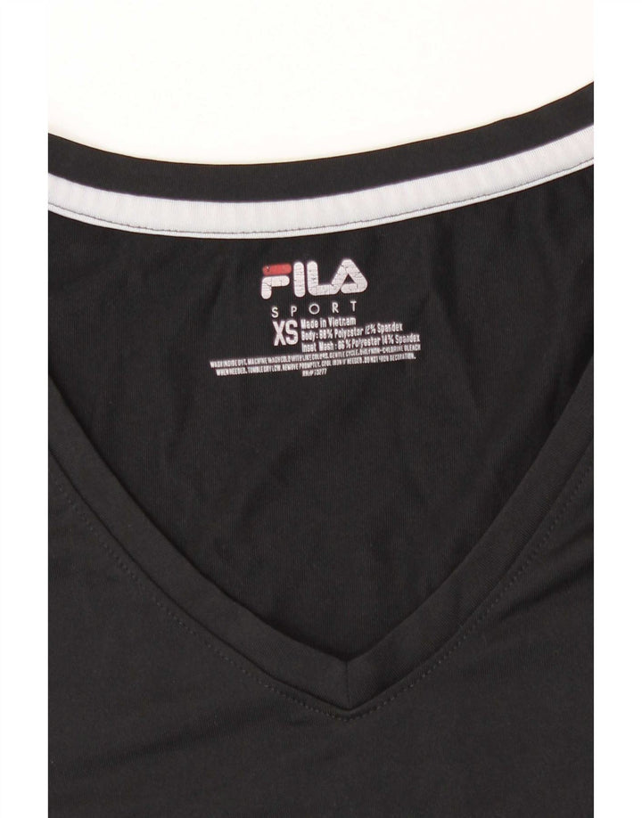 Fila Γυναικείο T-Shirt Top UK 6 XS Μαύρο Πολυεστέρας