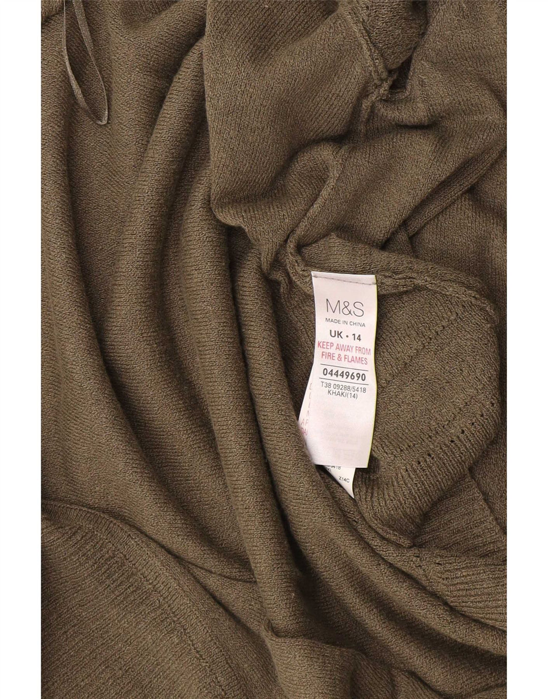 Marks & Spencer Γυναικείο πουλόβερ με κοντό μανίκι ζακέτα UK 14 Medium Khaki