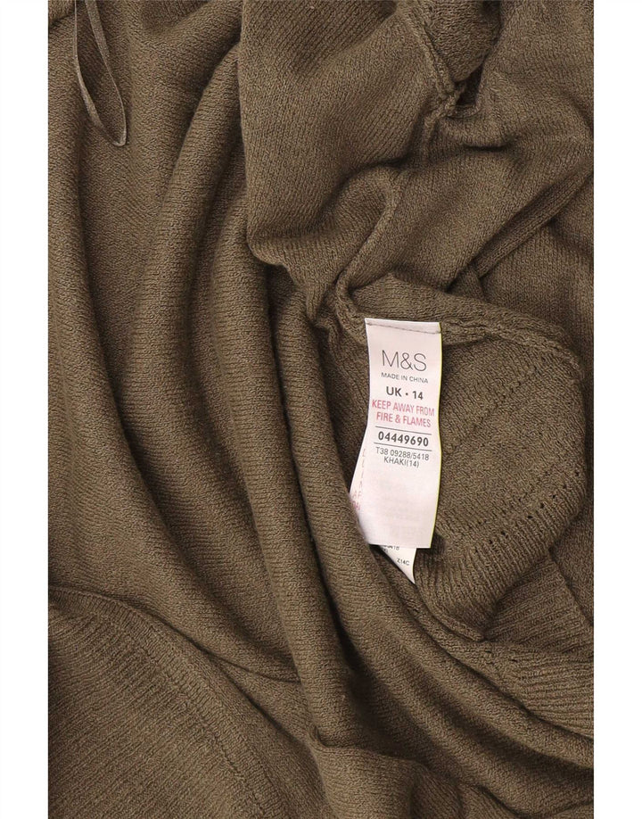 Marks & Spencer Γυναικείο πουλόβερ με κοντό μανίκι ζακέτα UK 14 Medium Khaki