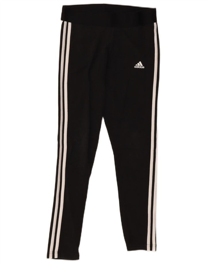 ADIDAS Womens Leggings UK 12/14 Medium  Black Cotton