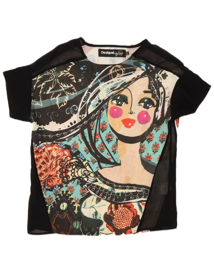 Desigual Γυναικείο T-Shirt See Through γραφικό Top 14 μεσαία πολύχρωμα