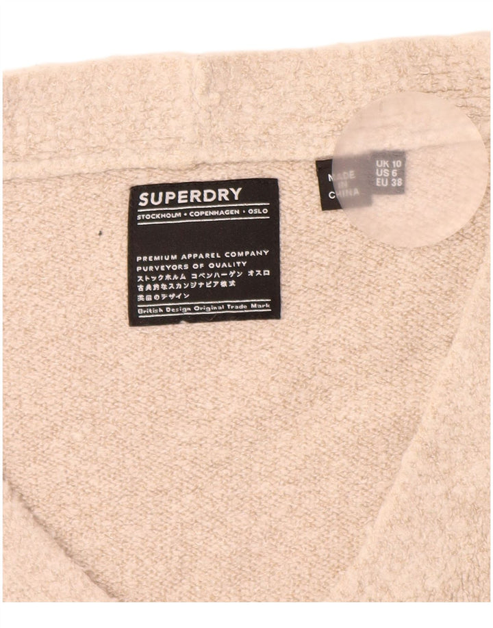 SUPERDRY Γυναικείο πουλόβερ με λαιμόκοψη μεγάλου μεγέθους UK 10 Μικρό μπεζ ακρυλικό