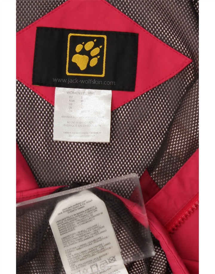 JACK WOLFSKIN Γυναικείο μπουφάν βροχής με κουκούλα UK 10 Small Pink Polyamide