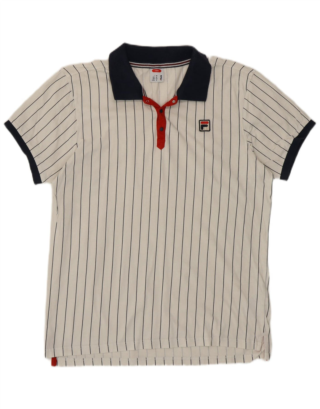 Ανδρικό μπλουζάκι πόλο τένις FILA, μικρό λευκό βαμβακερό με ρίγες