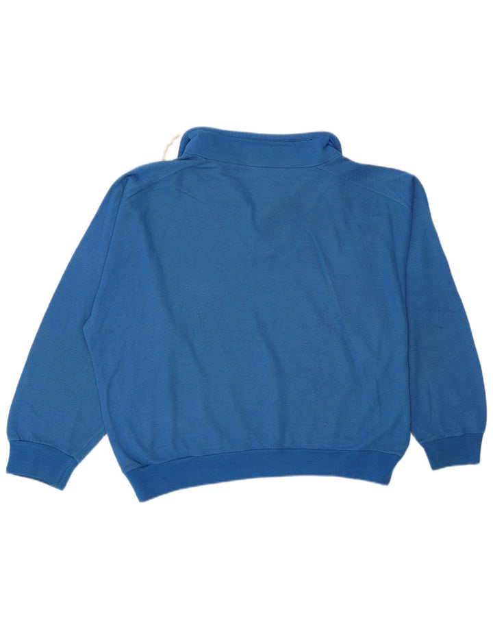 Vintage γυναικεία υπερμεγέθη γραφική φούτερ Jumper UK 14 Medium Blue