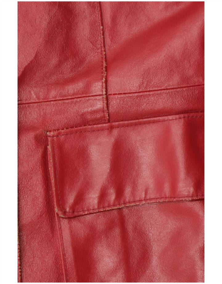 Vintage Γυναικείο Δερμάτινο Παλτό UK 18 XL Κόκκινο Δερμάτινο