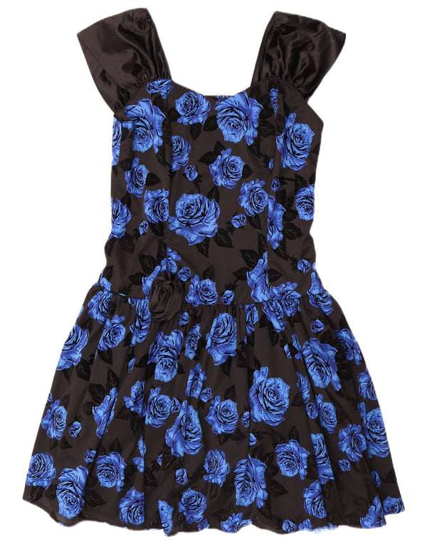 VINTAGE Γυναικείο Αμάνικο Φόρεμα A-Line IT 42 Medium Blue Floral Polyester