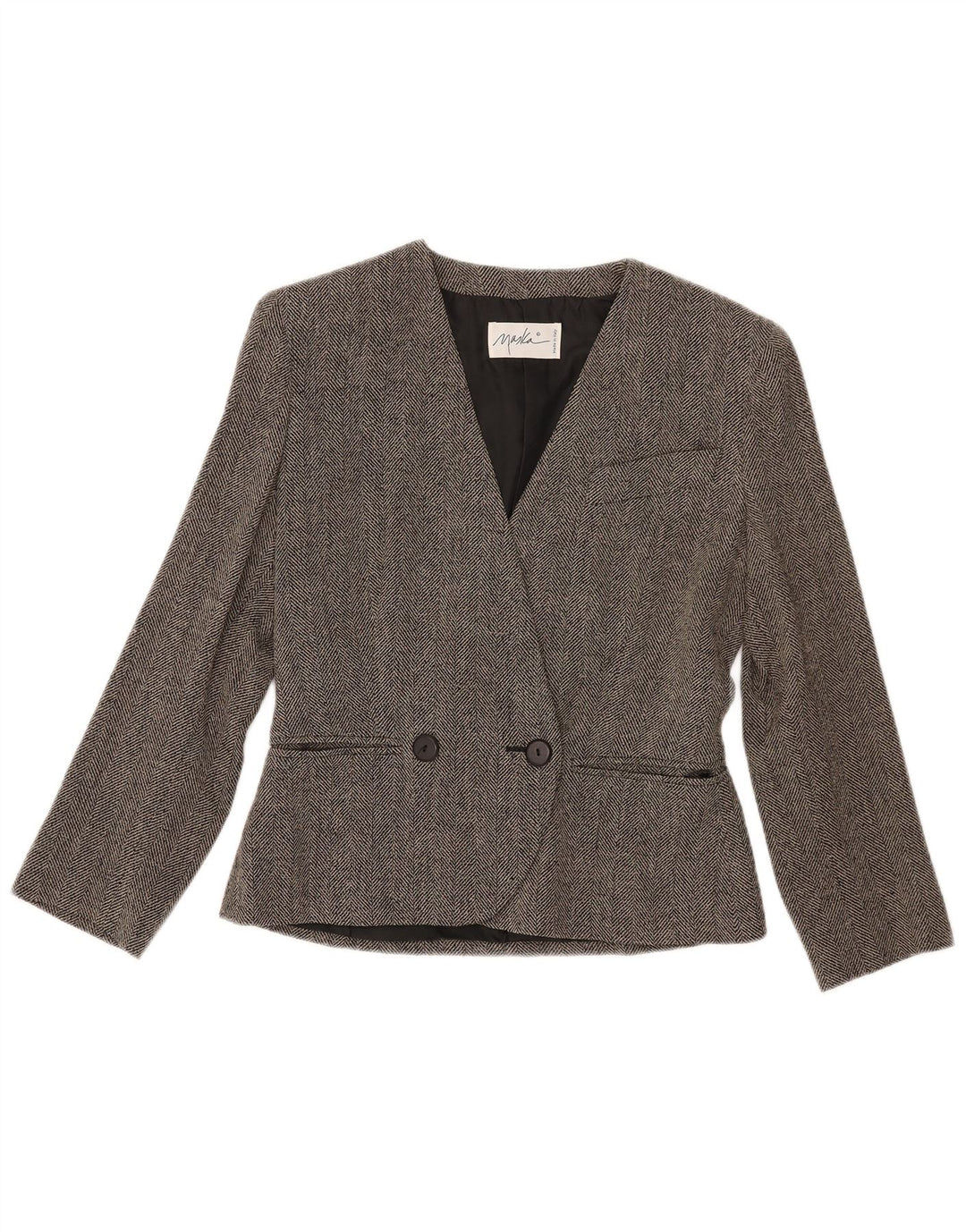 Maska Γυναικείο Μπουφάν Blazer Διπλό στήθος IT 42 Μεσαίο Γκρι Ψαροκόκκαλο
