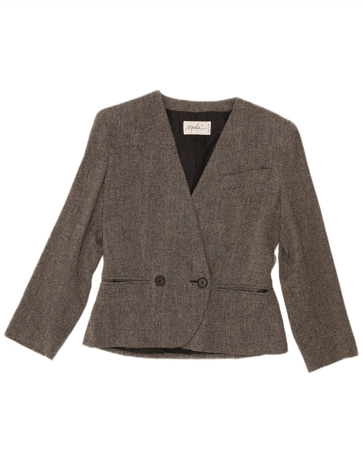 Maska Γυναικείο Μπουφάν Blazer Διπλό στήθος IT 42 Μεσαίο Γκρι Ψαροκόκκαλο