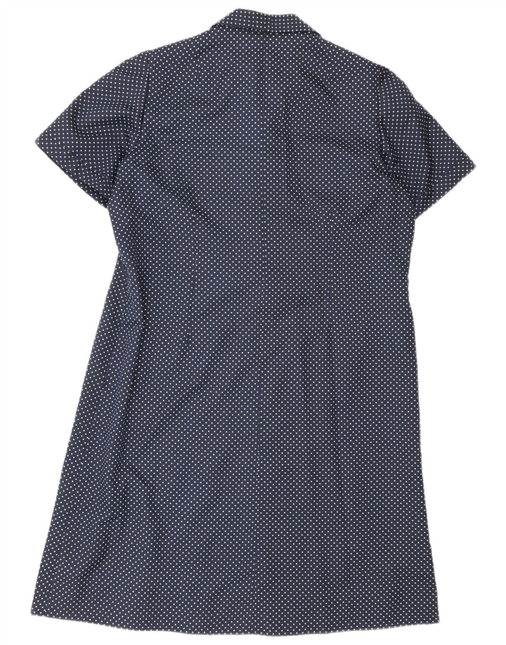Vintage γυναικείο φόρεμα Shift UK 16 Large Navy Blue Spotted