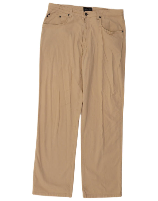 Trussardi Mens Straight Casual Trousers W36 L31 Beige Cotton