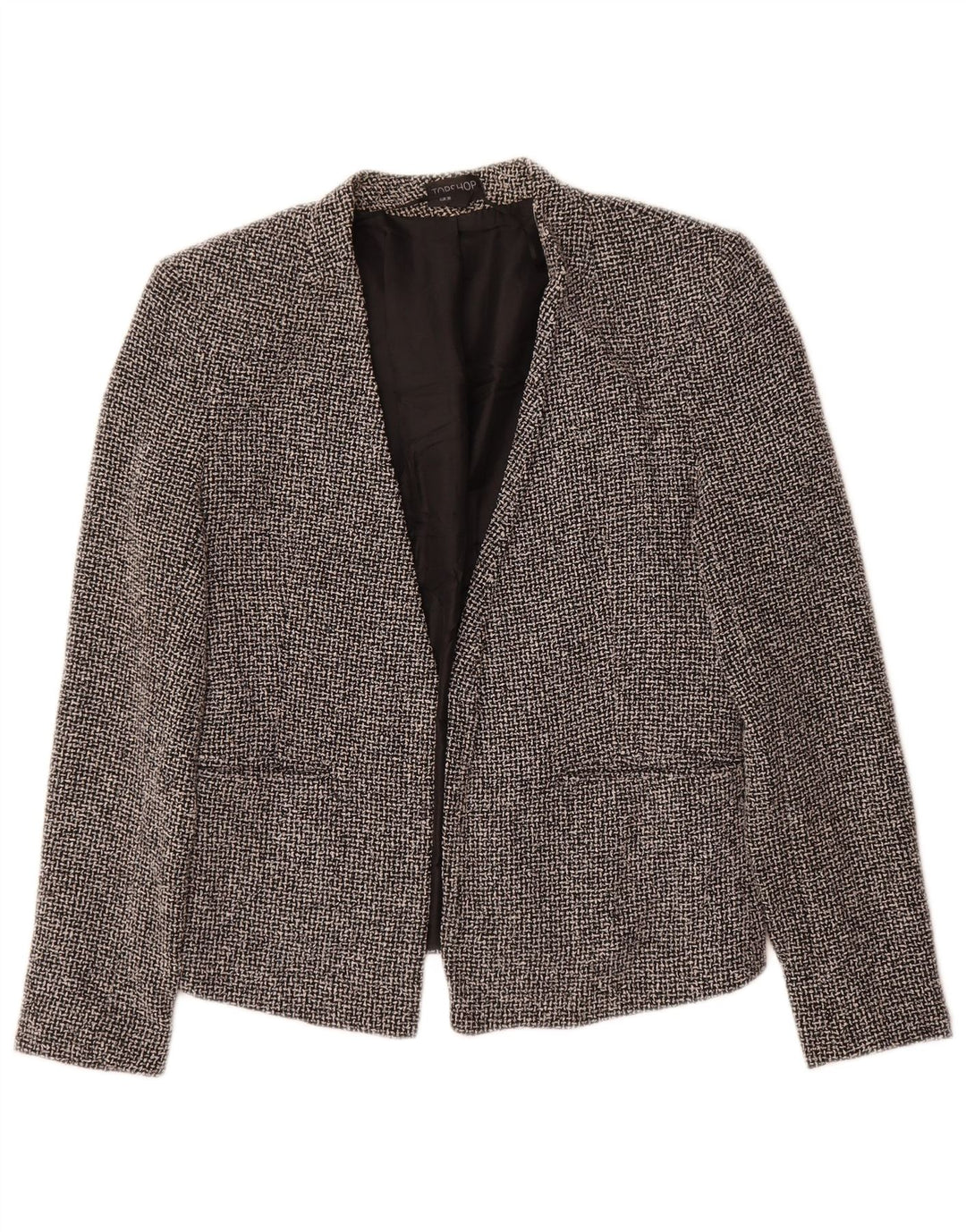 Topshop Γυναικείο Open Blazer Jacket UK 10 Small Black Check Cotton